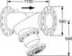 Flanschanschlussventil mit gewinkeltem Design, das für die Regulation in Rohrsystemen von IMI Hydronic Engineering verwendet wird. Maße sind im Bild dargestellt.